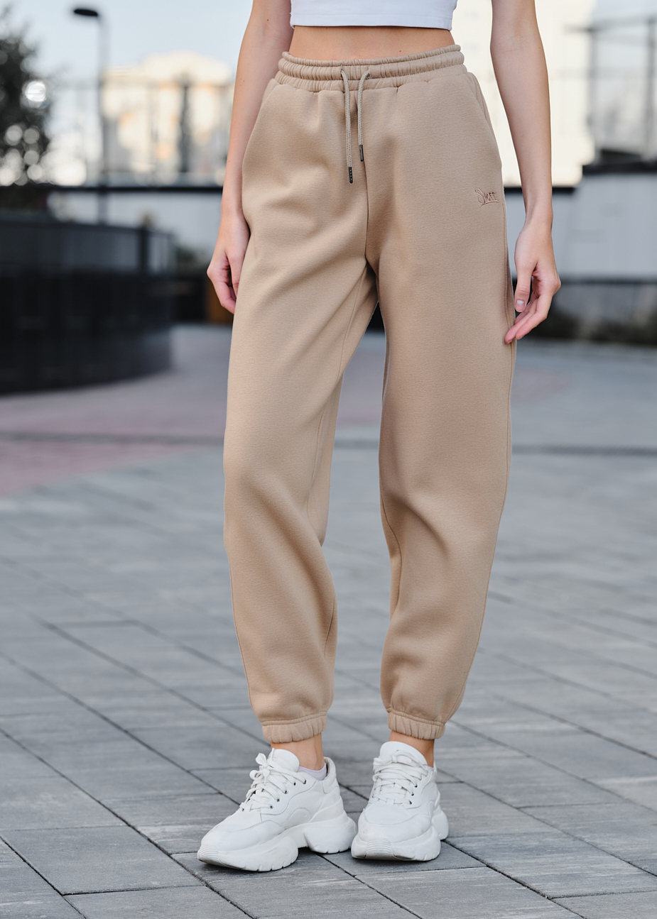Pantaloni de trening de damă Staff nova beige fleece