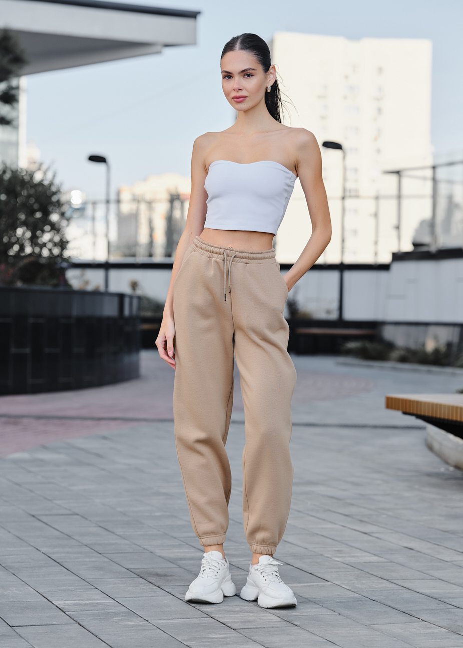 Pantaloni de trening de damă Staff nova beige fleece