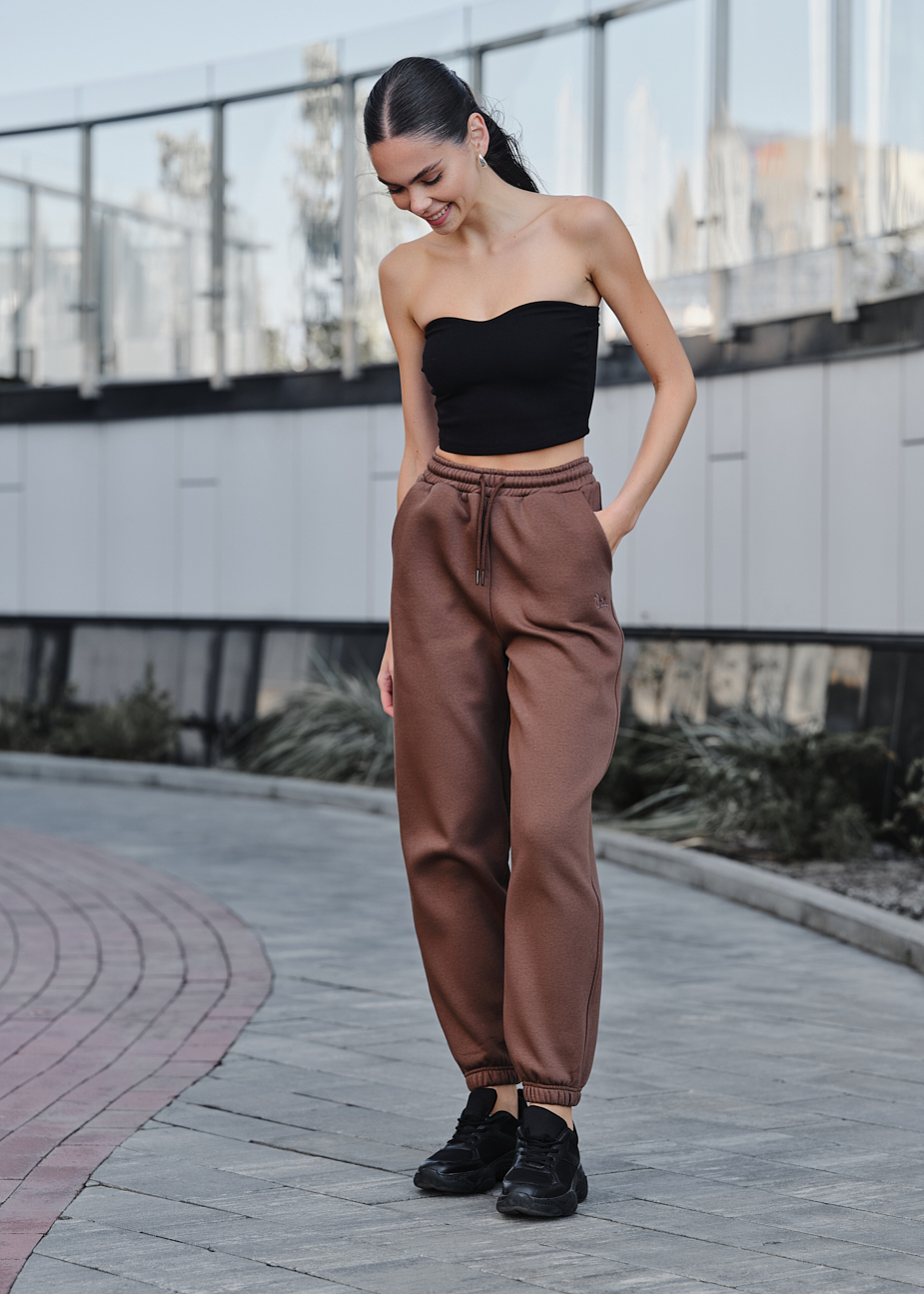 Pantaloni de trening de damă Staff nova brown fleece