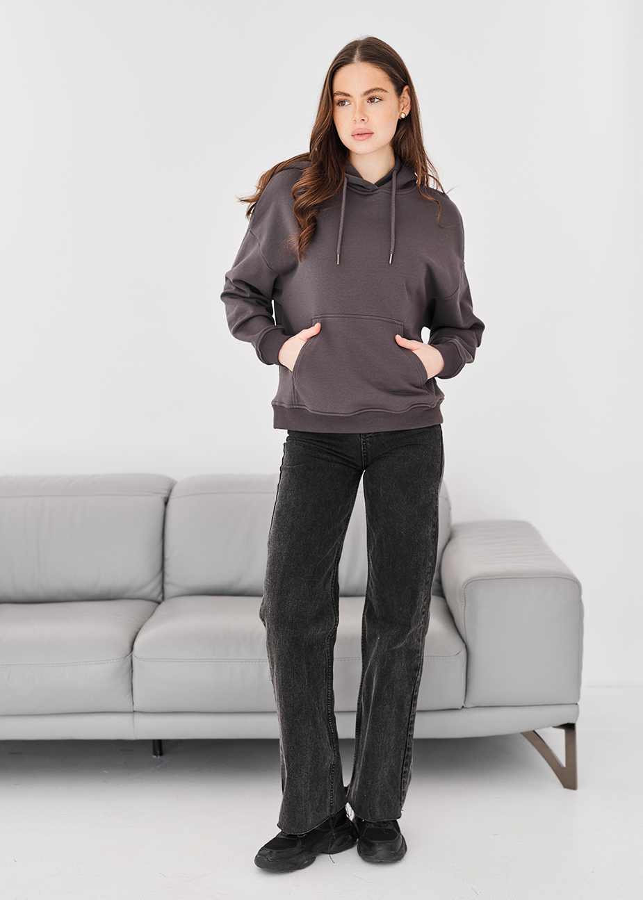 Hanorac de damă Staff vin dark gray oversize