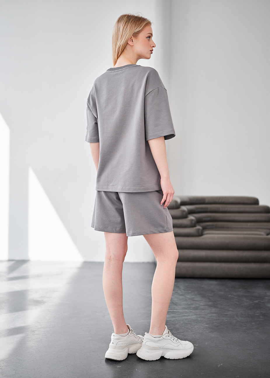 Set de vară de damă tricou + pantaloni scurți Staff de black
