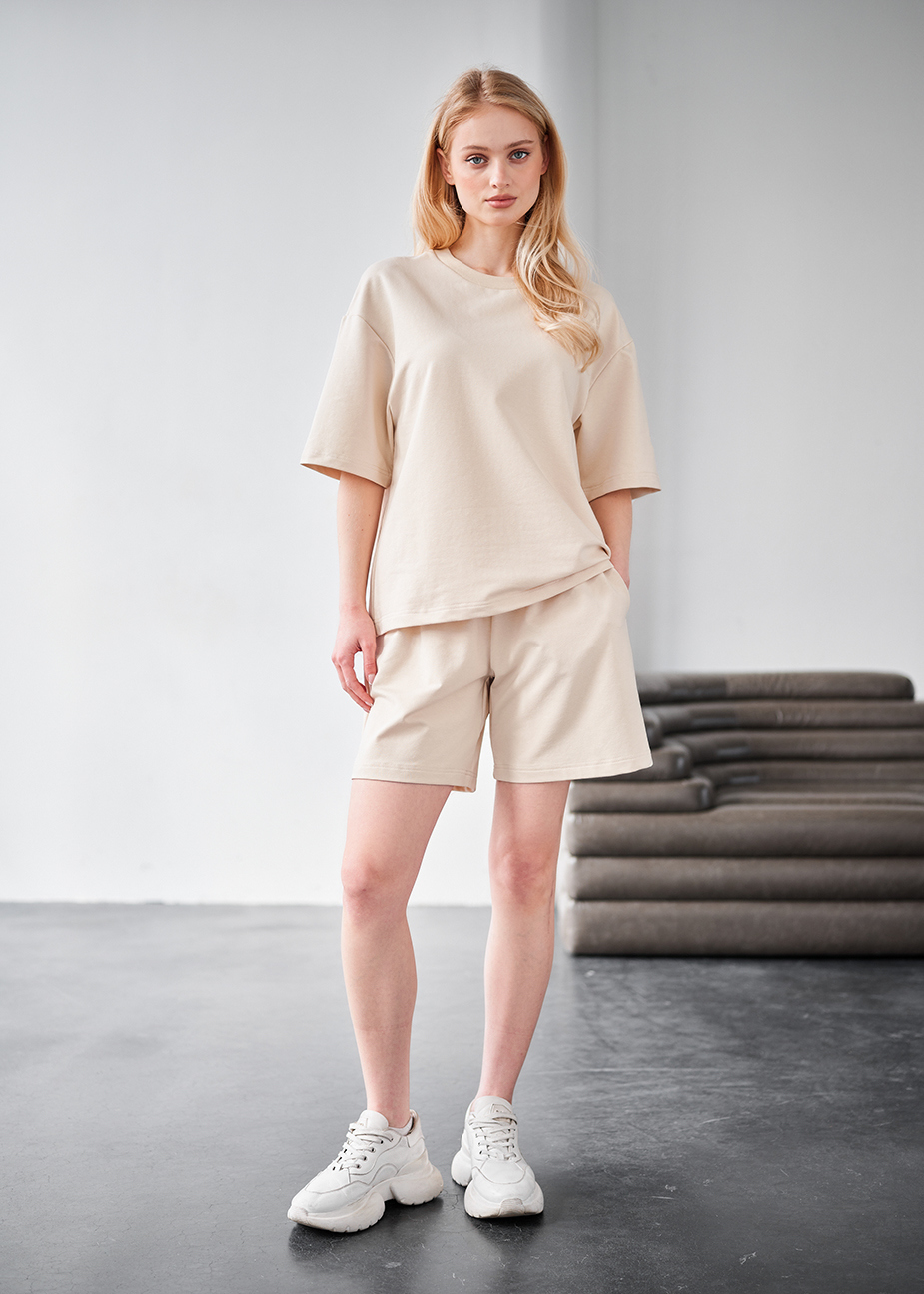 Set de vară de damă tricou + pantaloni scurți Staff de milk