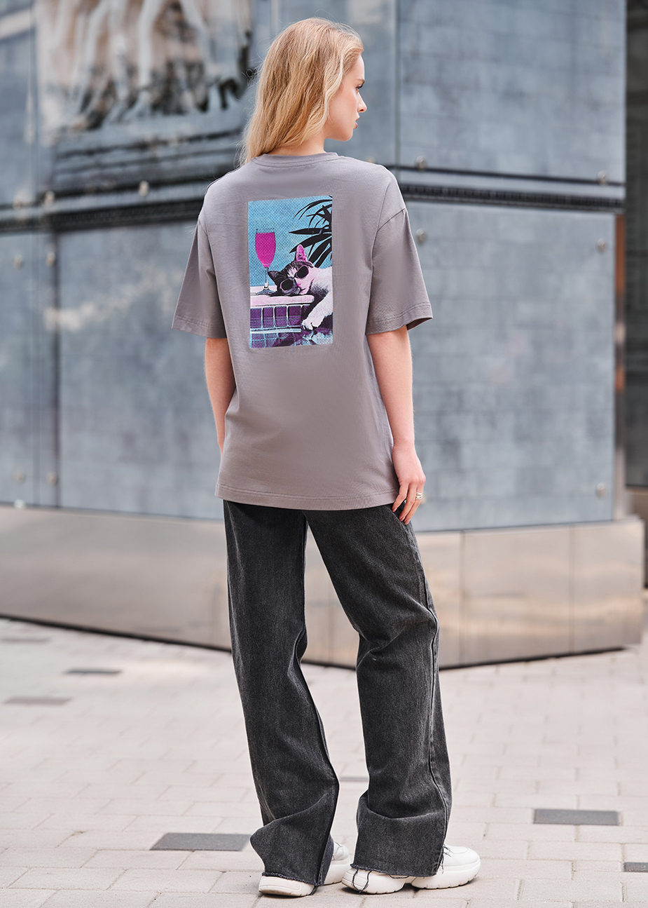 Tricou de damă Staff chill cat oversize