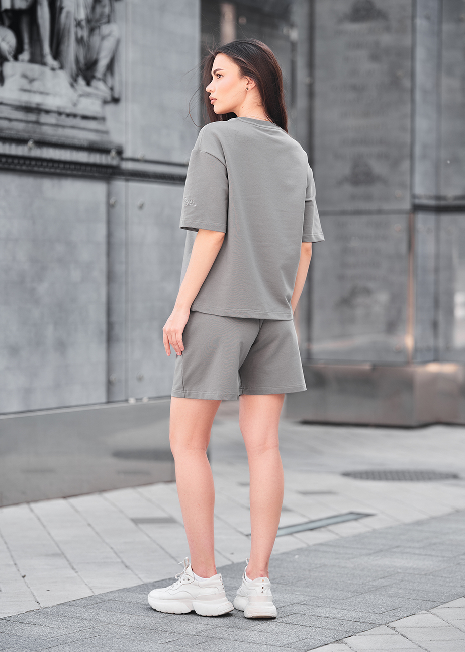 Set de vară de damă tricou + pantaloni scurți Staff de gray2