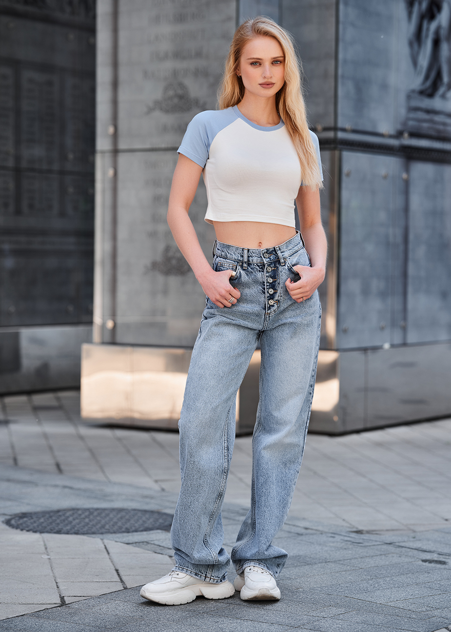 Tricou de damă Staff lo light blue & white