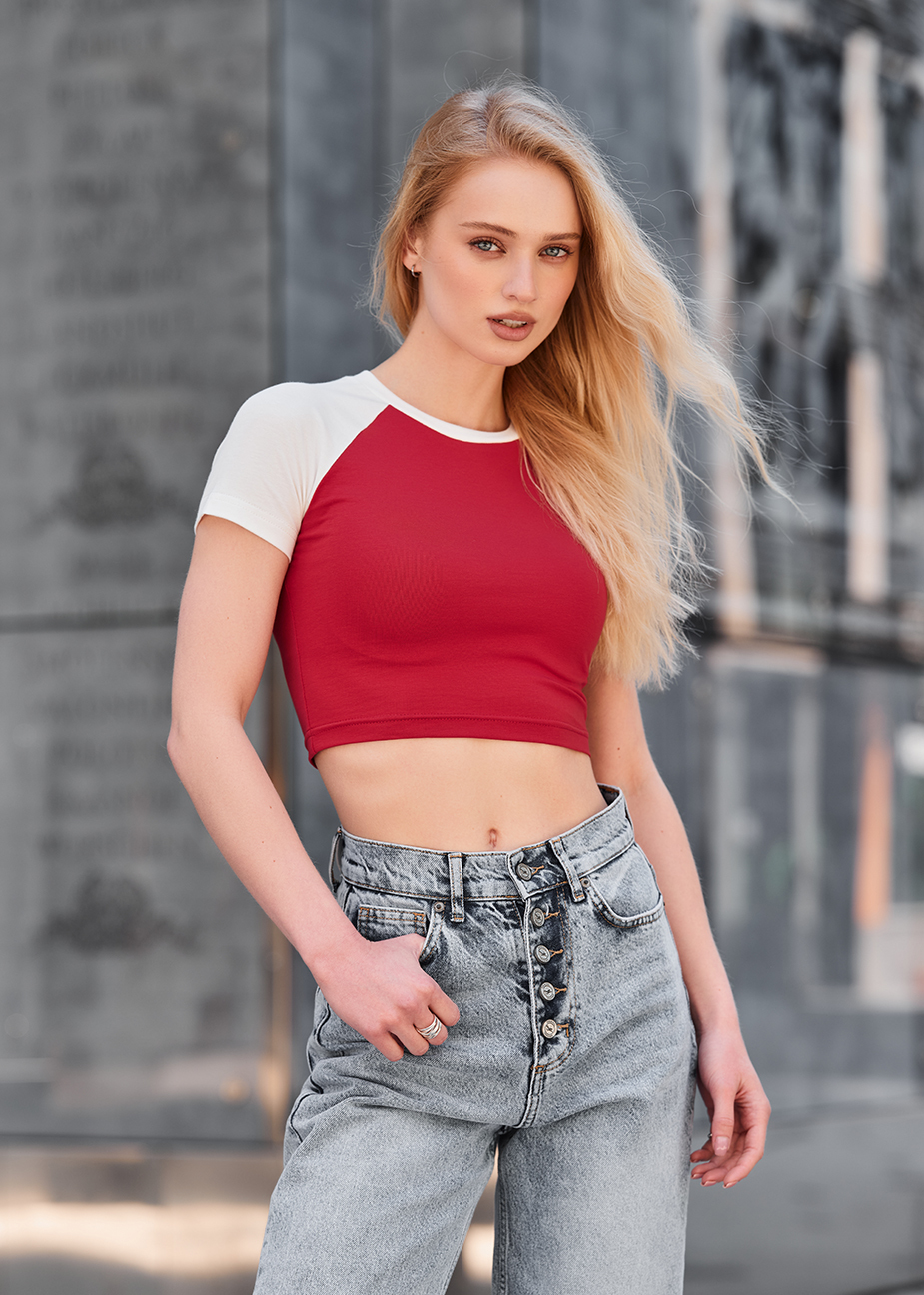 Tricou de damă Staff lo red & white