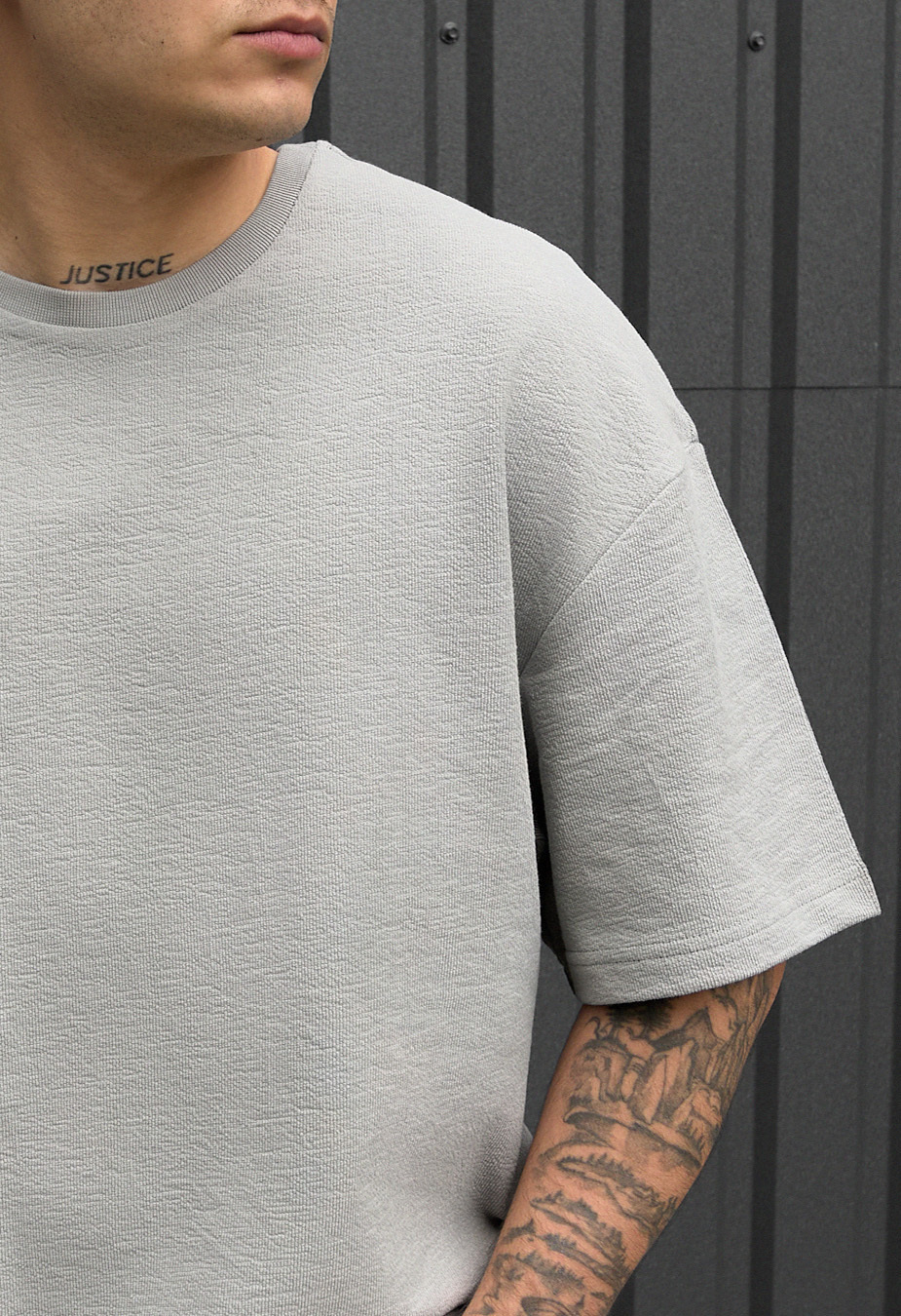 Tricou Staff be gray oversize