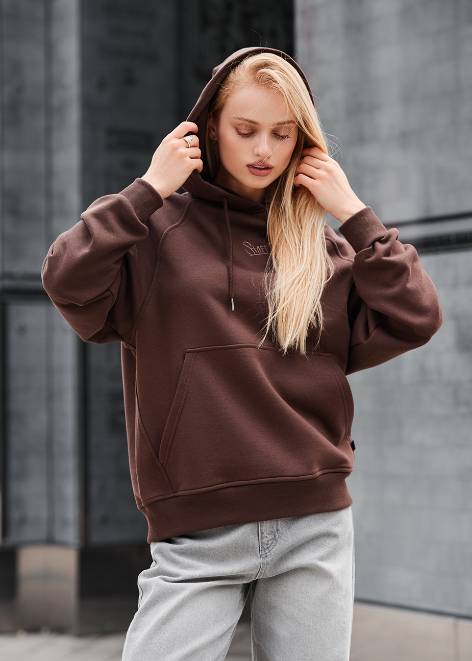 Hanorac de damă Staff amo brown logo oversize