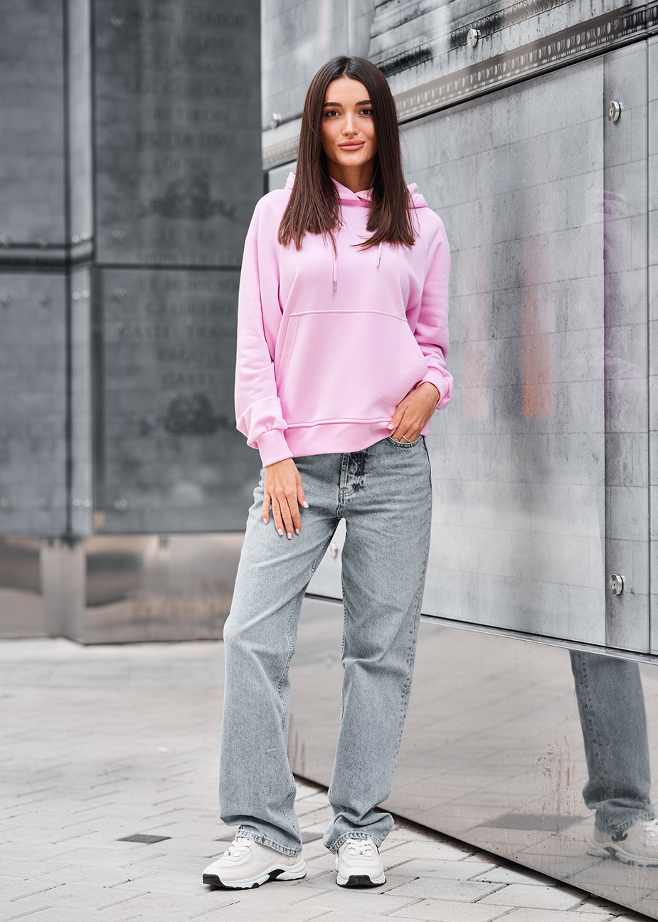 Hanorac de damă Staff amo light pink logo oversize