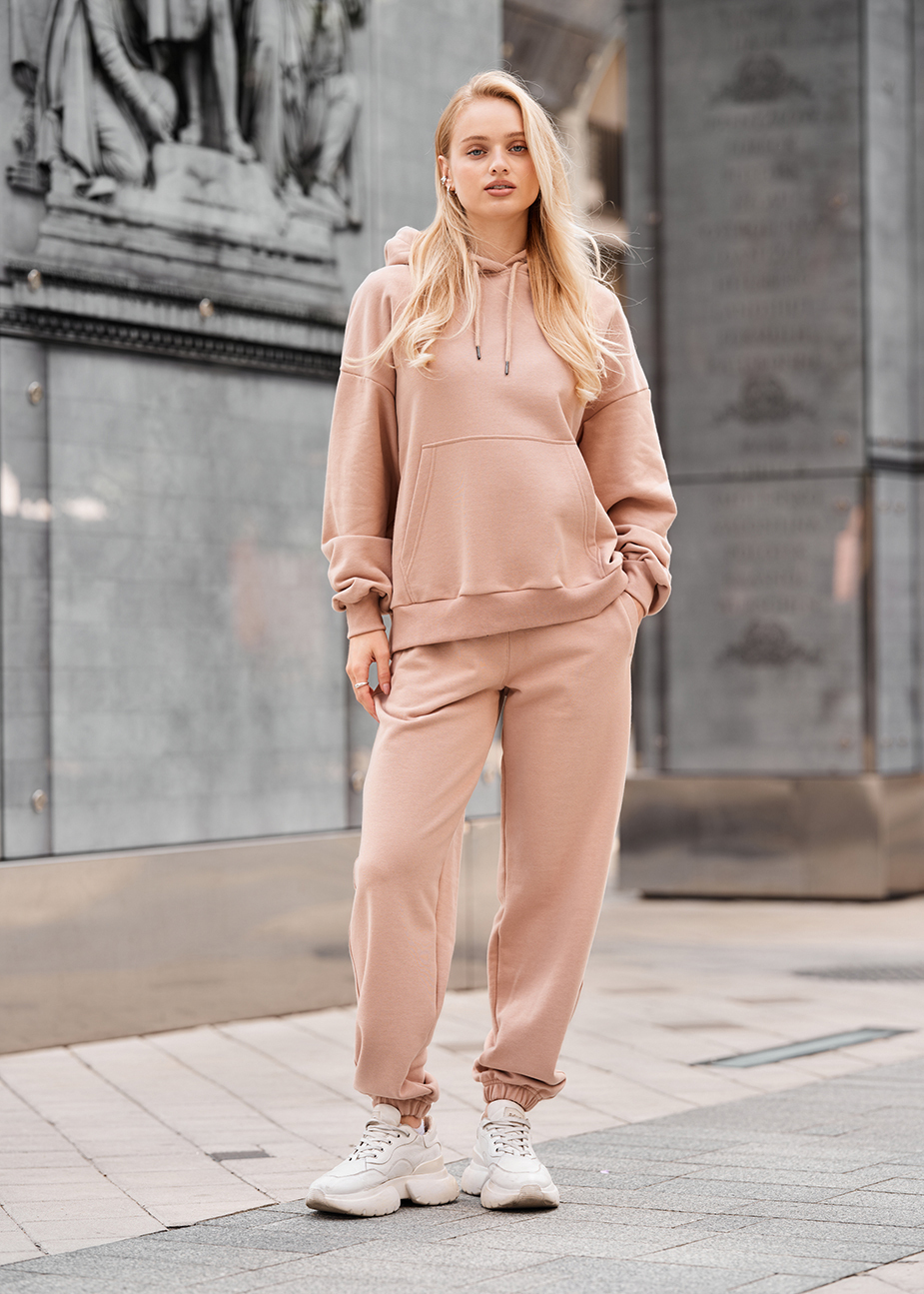 Costum de trening de damă Staff po dark beige oversize