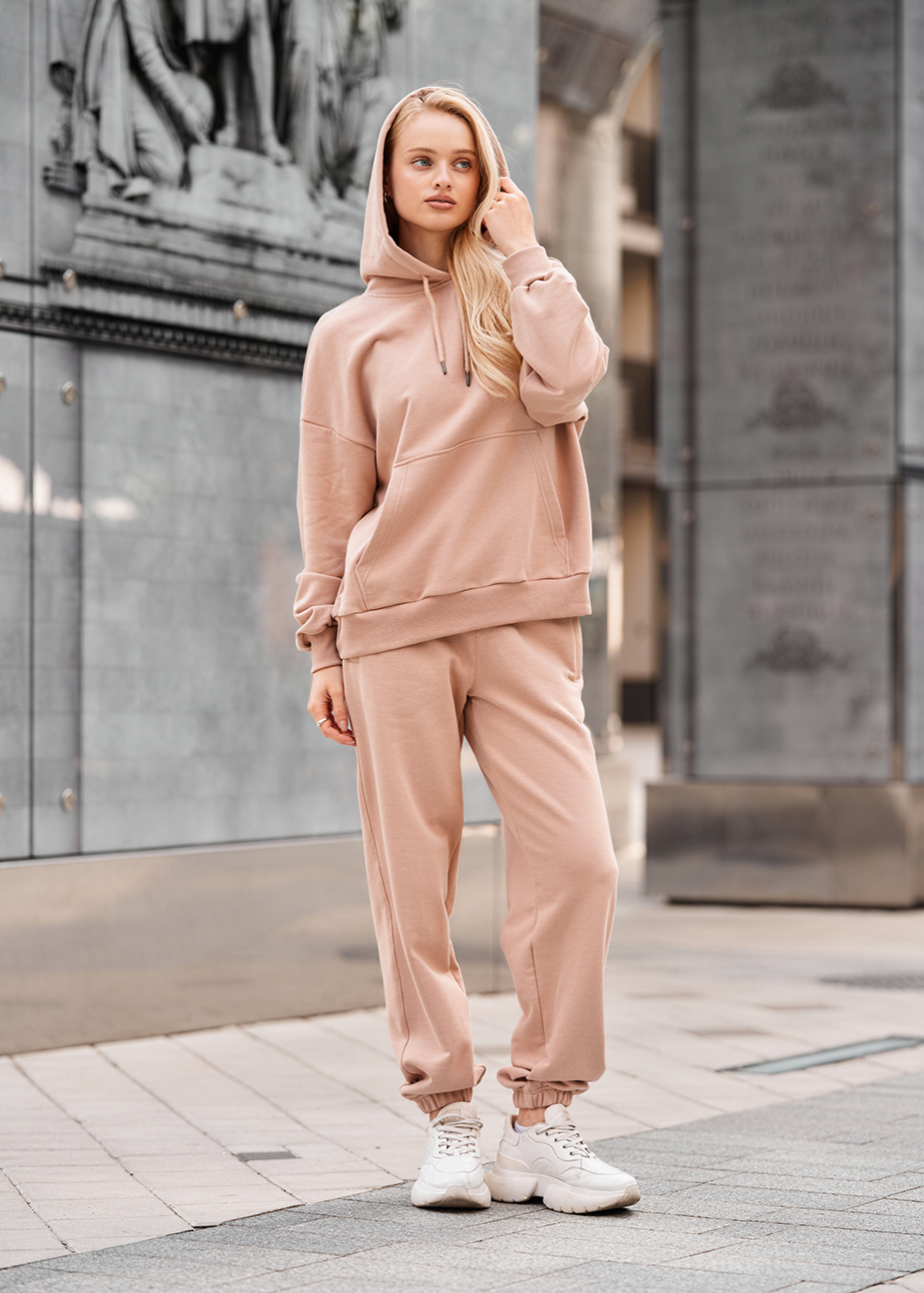 Costum de trening de damă Staff po dark beige oversize