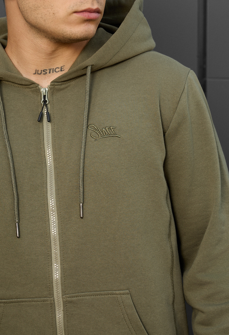 Hanorac Staff zip khaki logo