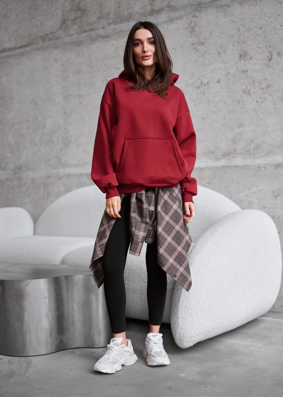 Hanorac de damă Staff bordo oversize fleece