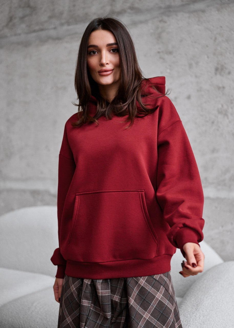 Hanorac de damă Staff bordo oversize fleece