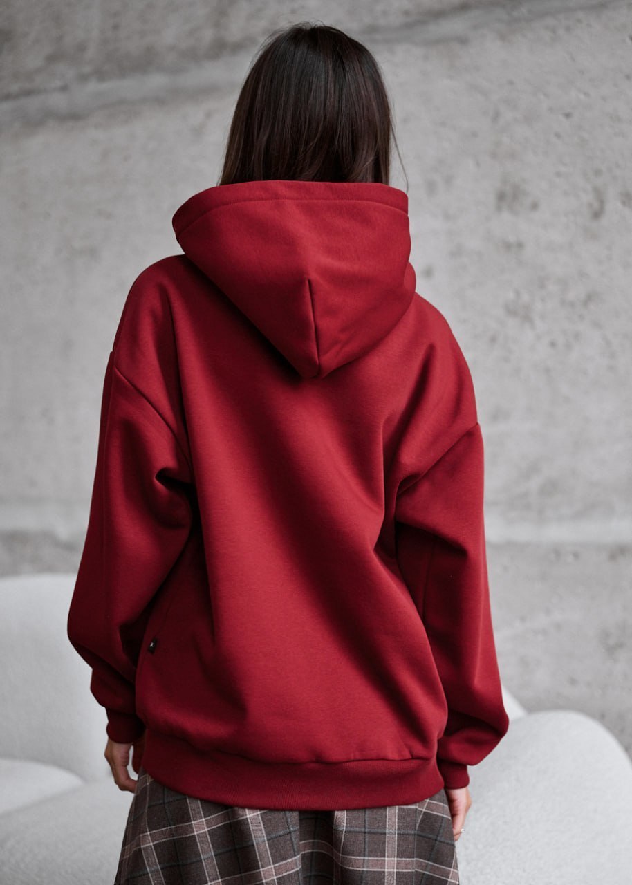 Hanorac de damă Staff bordo oversize fleece
