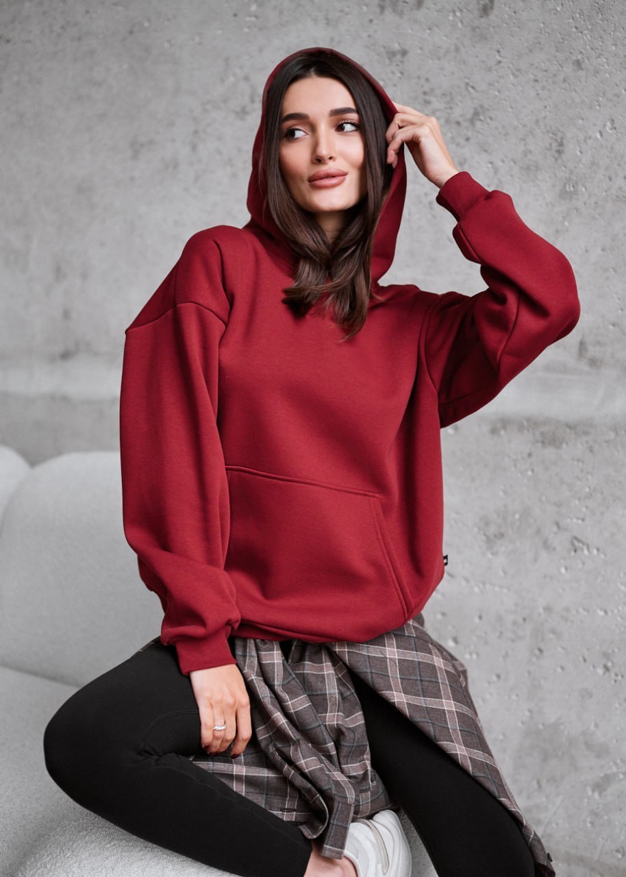 Hanorac de damă Staff bordo oversize fleece