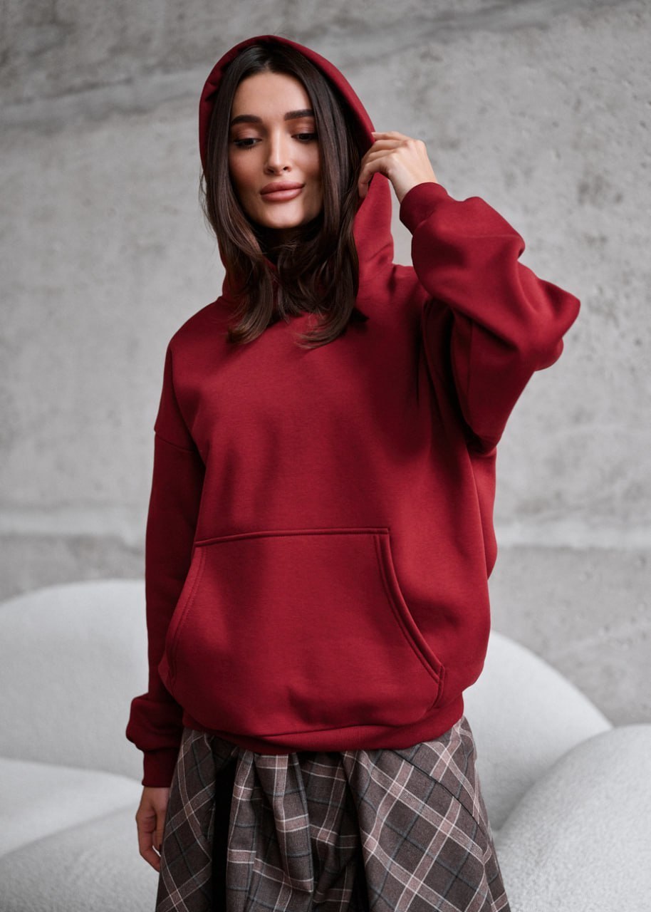 Hanorac de damă Staff bordo oversize fleece