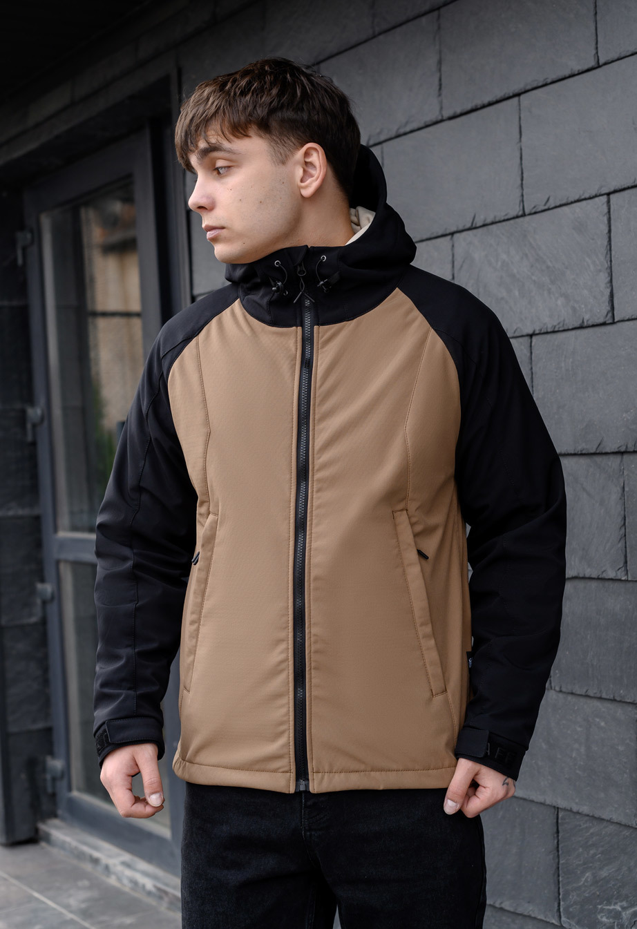 Geacă Staff soft shell ob beige & black