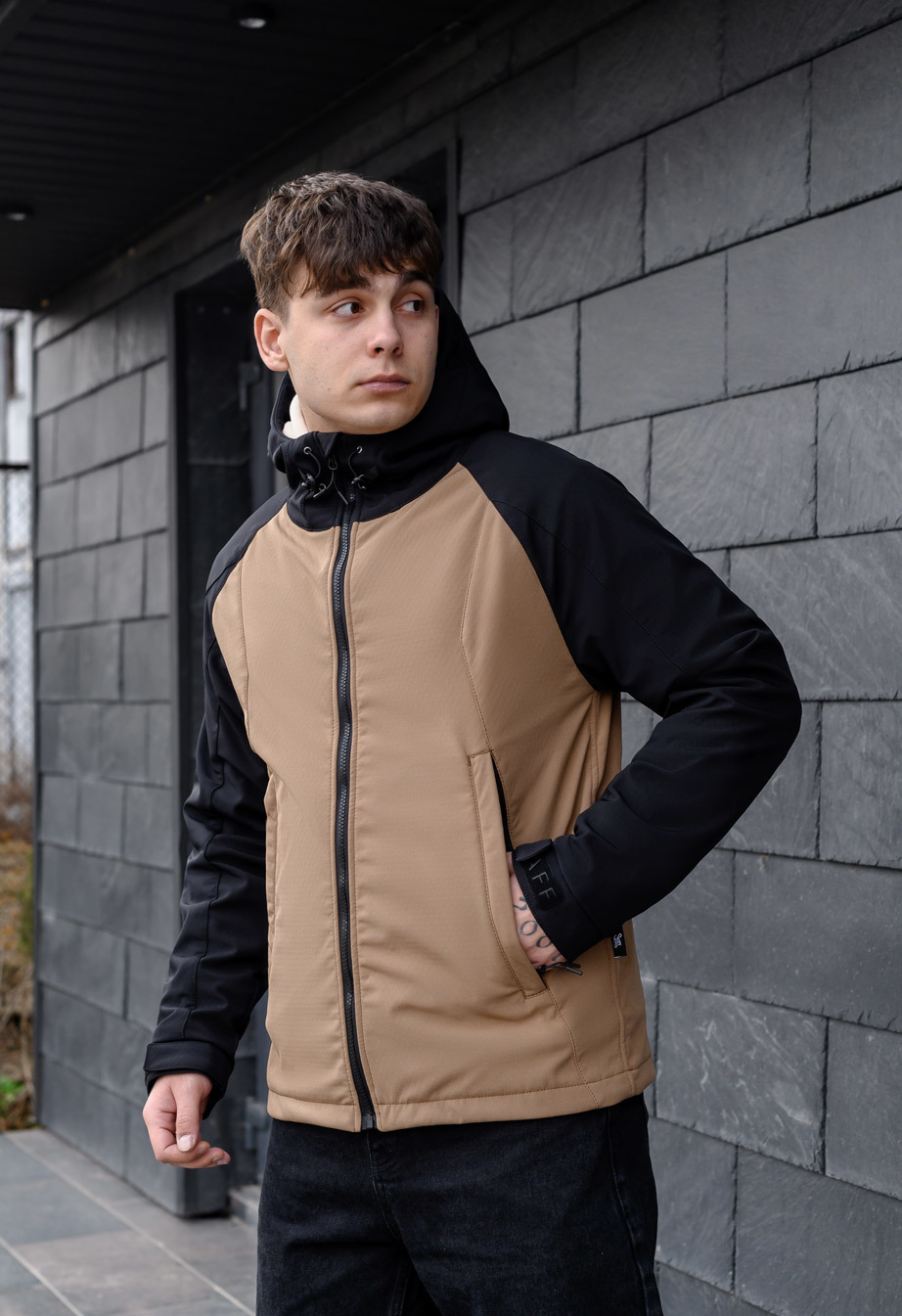 Geacă Staff soft shell ob beige & black