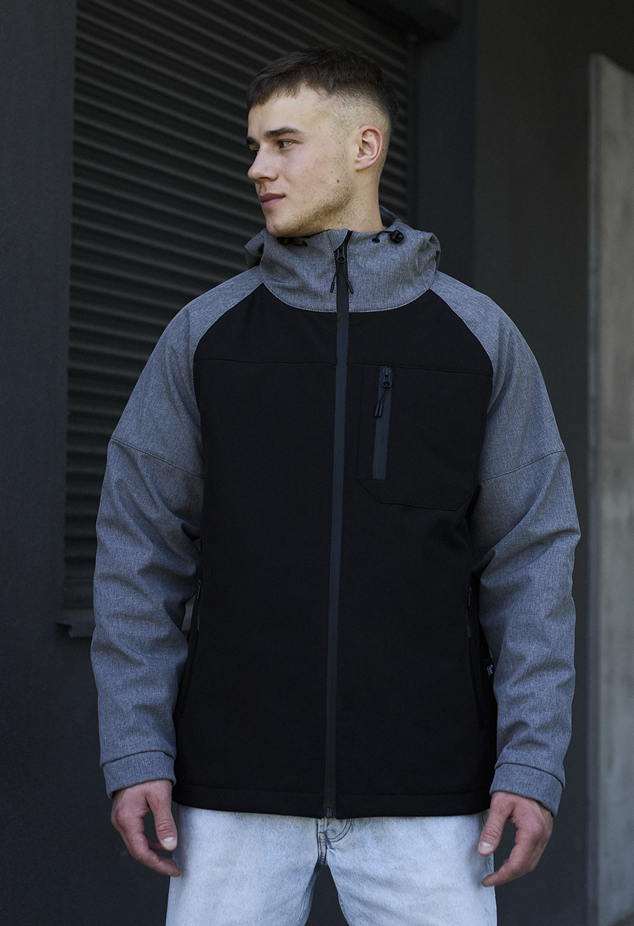 Geacă Staff soft shell bo gray melange & black