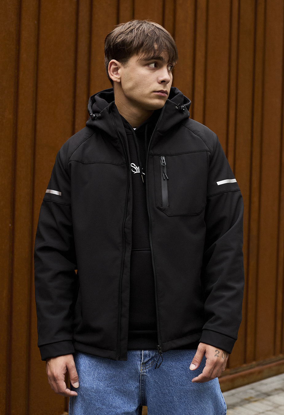 Geacă Staff soft shell bo black reflective
