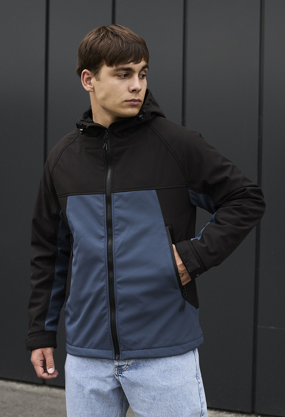 Geacă Staff soft shell pu black & blue