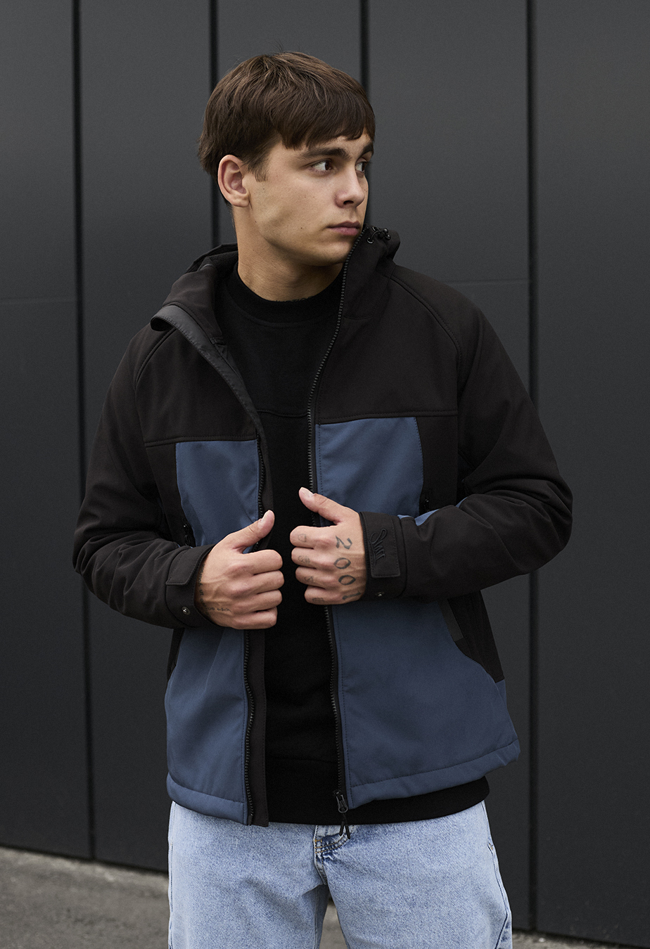 Geacă Staff soft shell pu black & blue