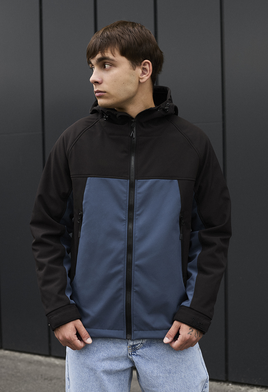 Geacă Staff soft shell pu black & blue