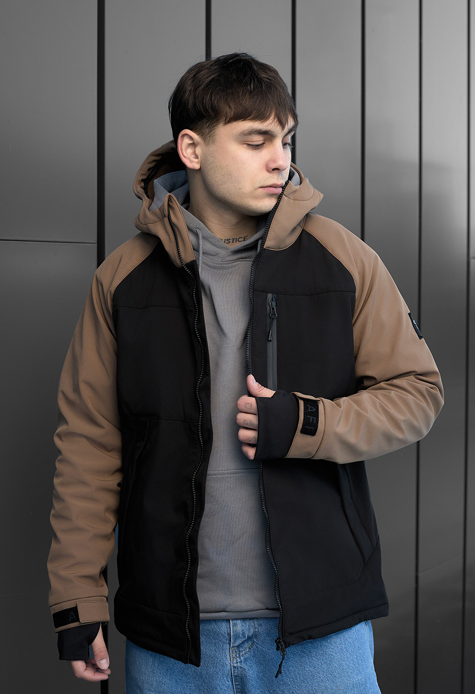 Geacă Staff soft shell lokk black & brown