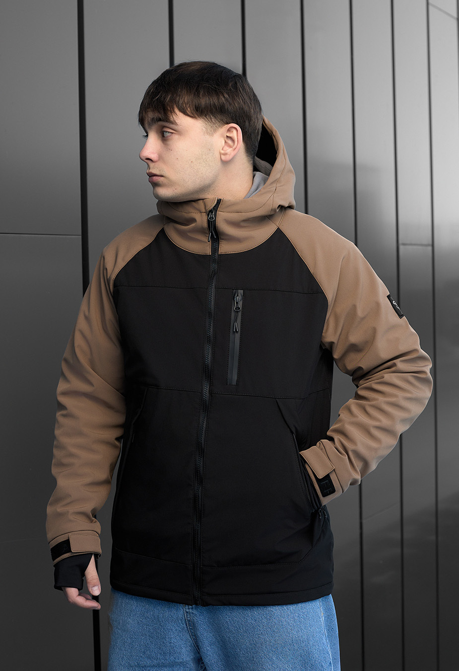 Geacă Staff soft shell lokk black & brown