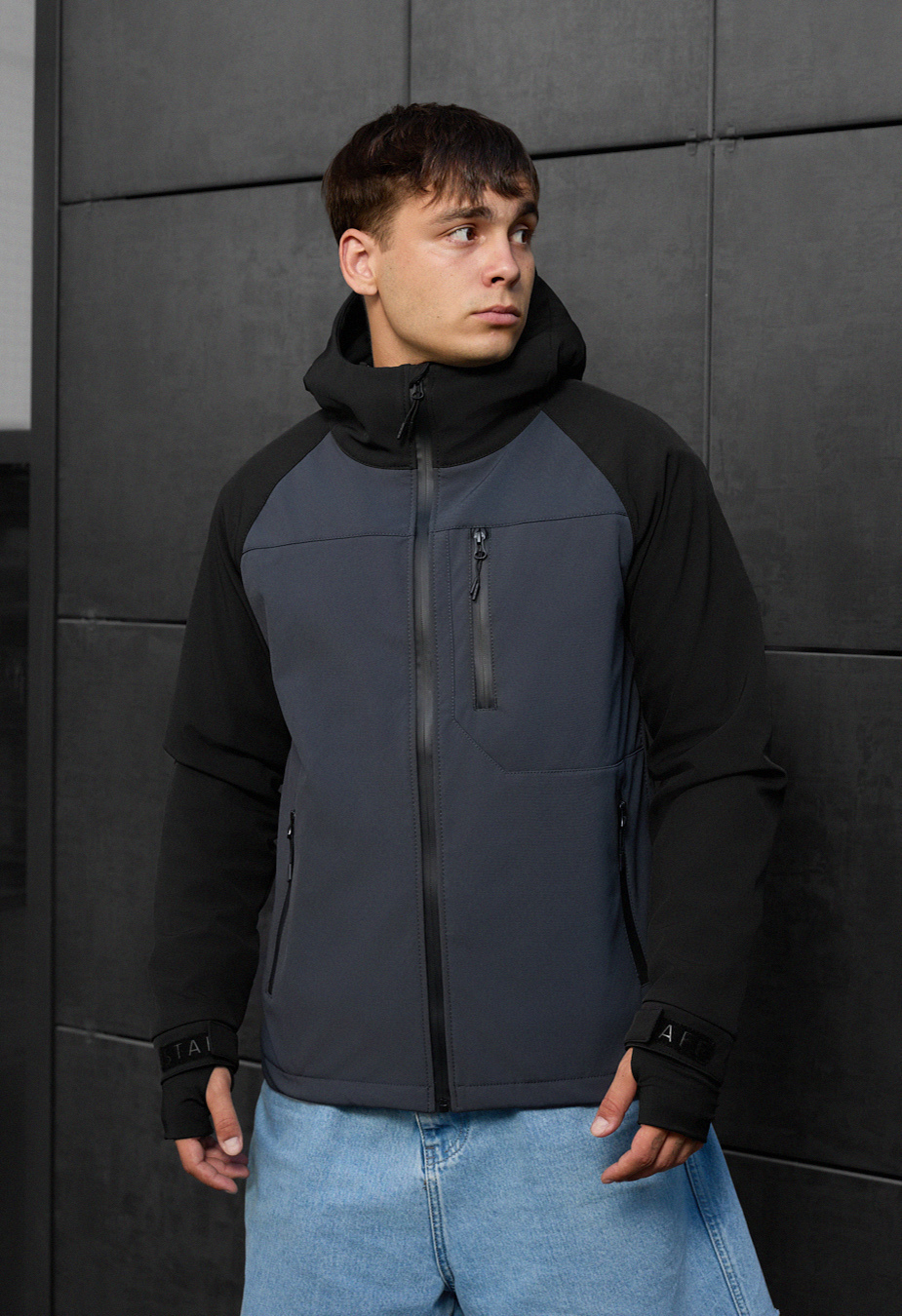 Geacă Staff mei soft shell dark gray & black