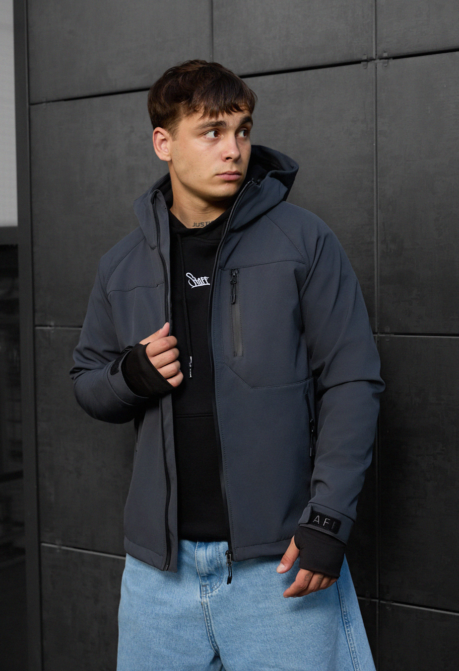 Geacă Staff mei soft shell dark gray