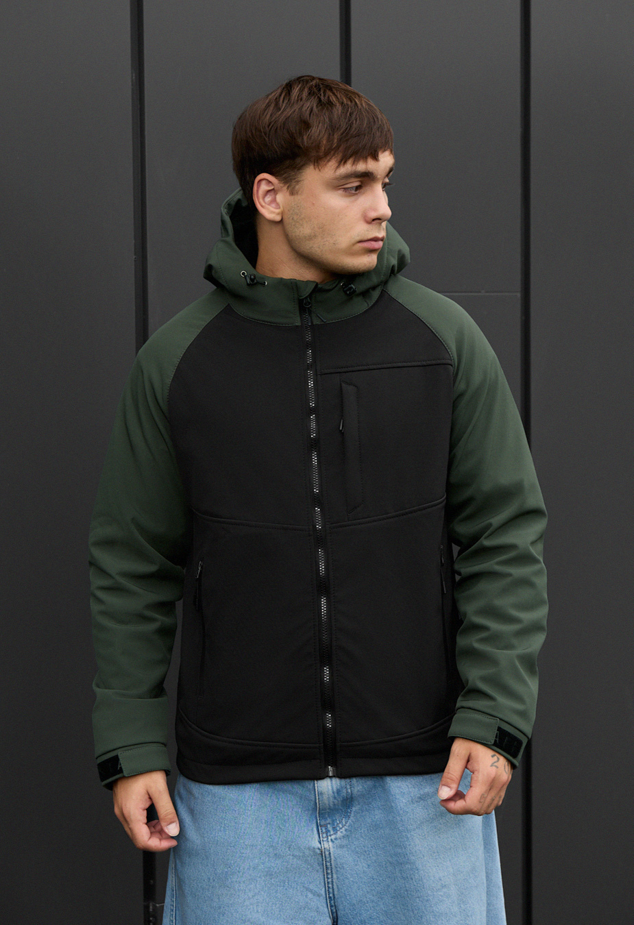 Geacă Staff soft shell cu black & khaki