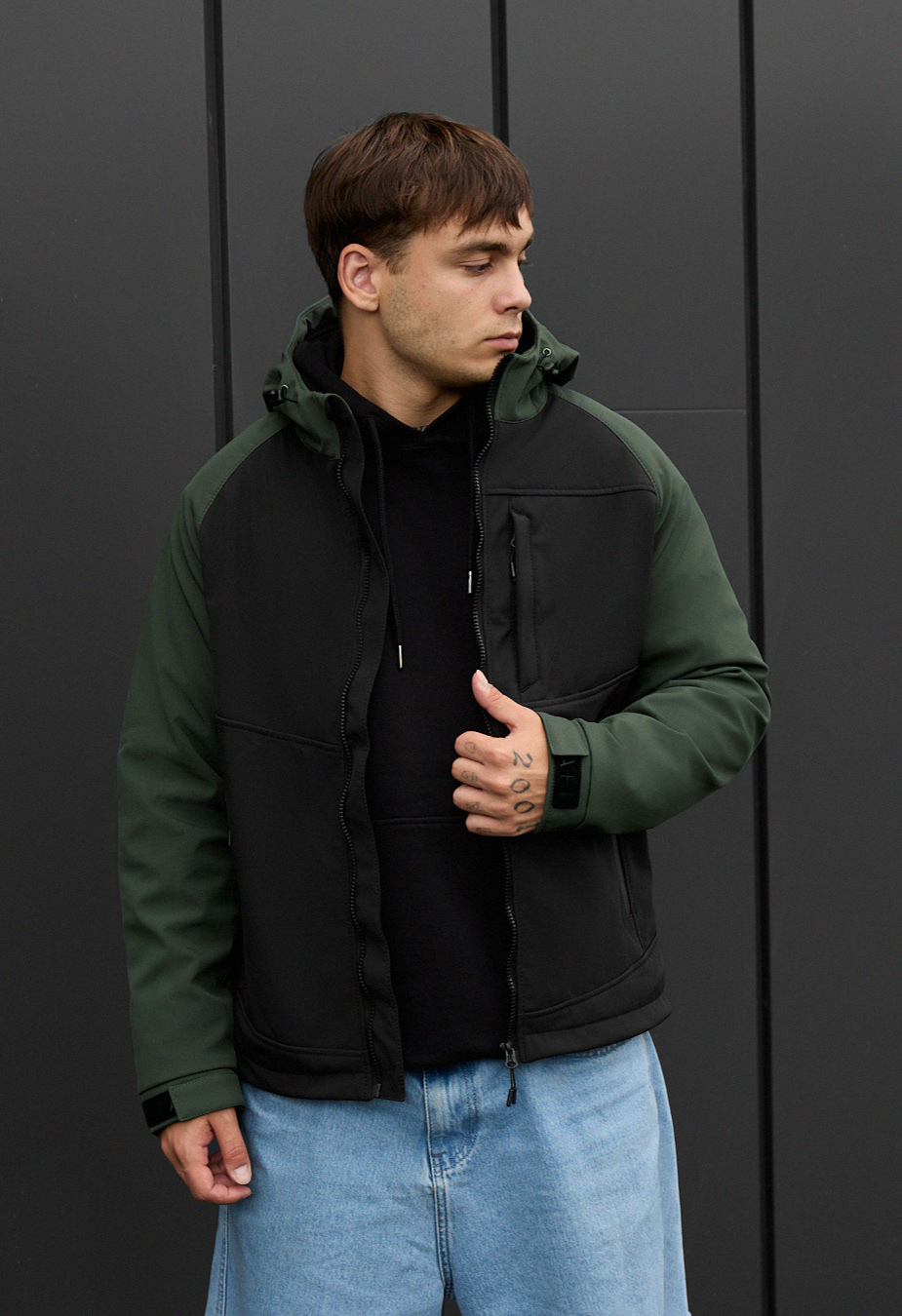 Geacă Staff soft shell cu black & khaki