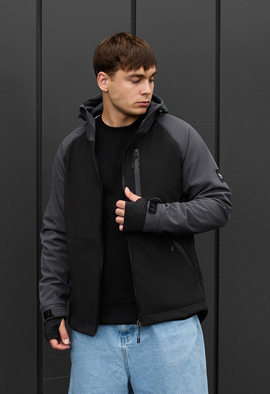 Geacă Staff bu soft shell dark gray & black