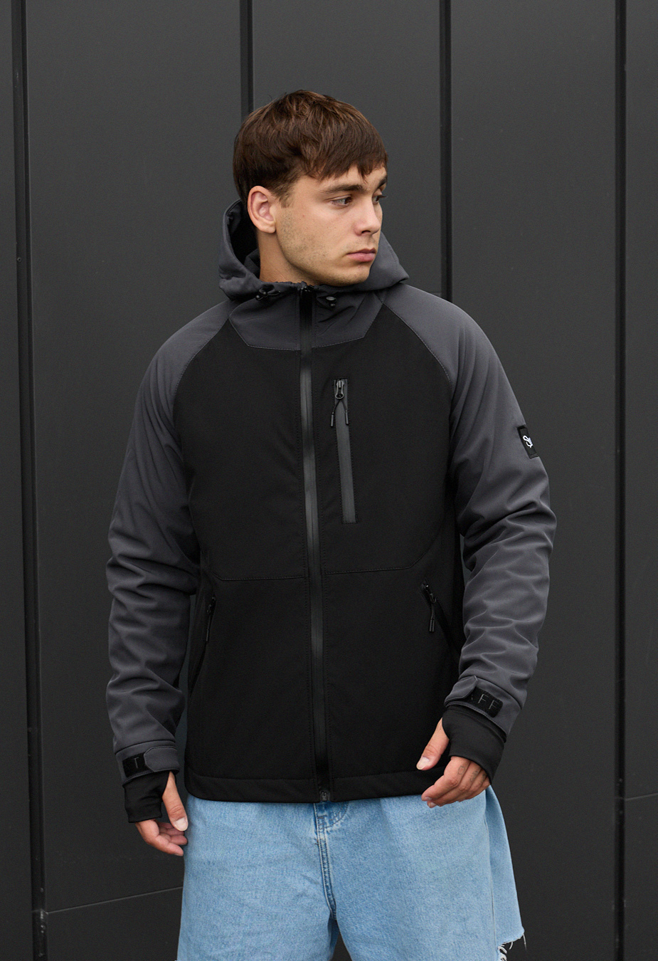 Geacă Staff bu soft shell dark gray & black
