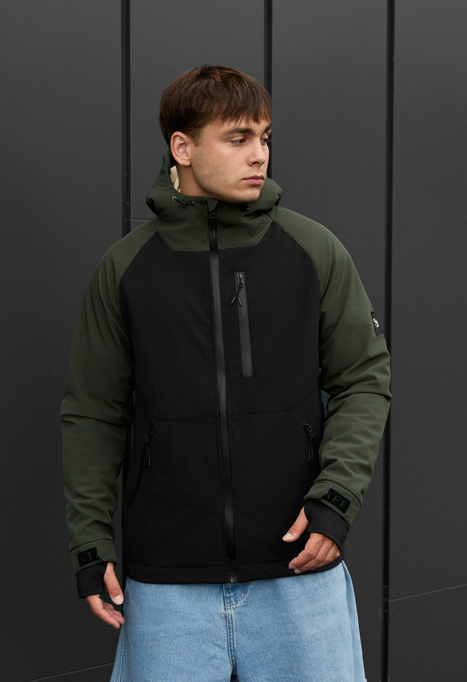 Geacă Staff bu soft shell khaki & black