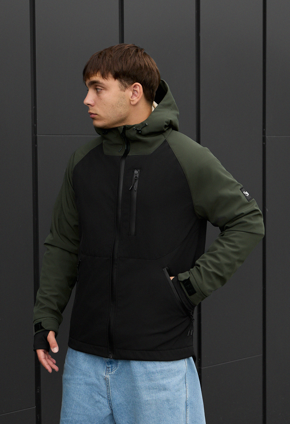 Geacă Staff bu soft shell khaki & black