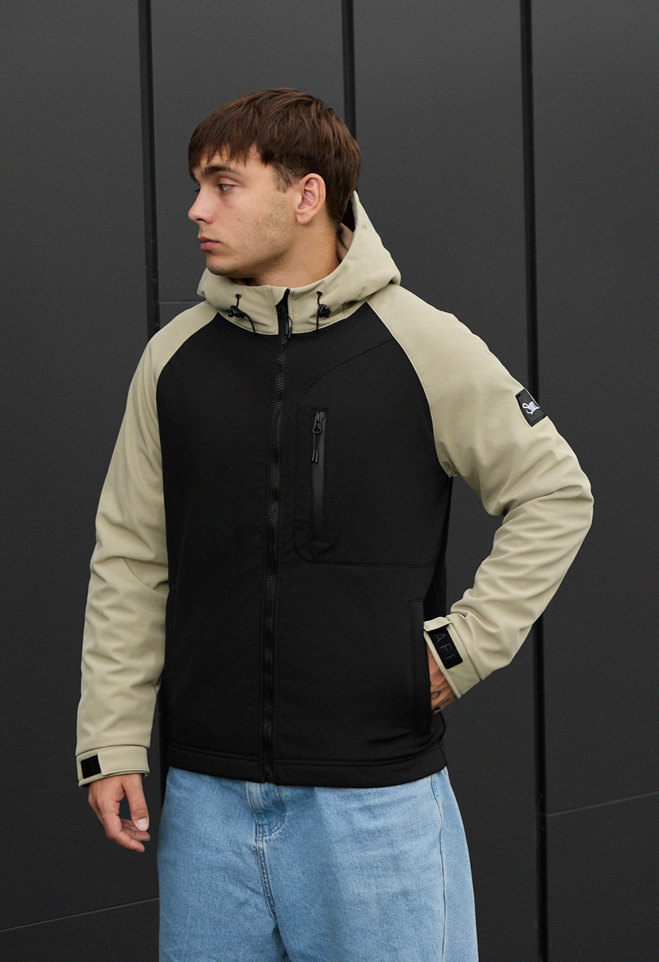 Geacă soft shell Staff re black & light olive