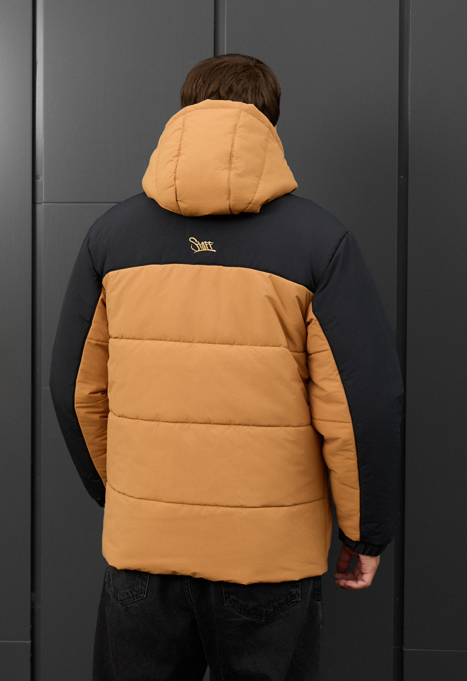 Geacă de iarnă Staff tund light brown & black