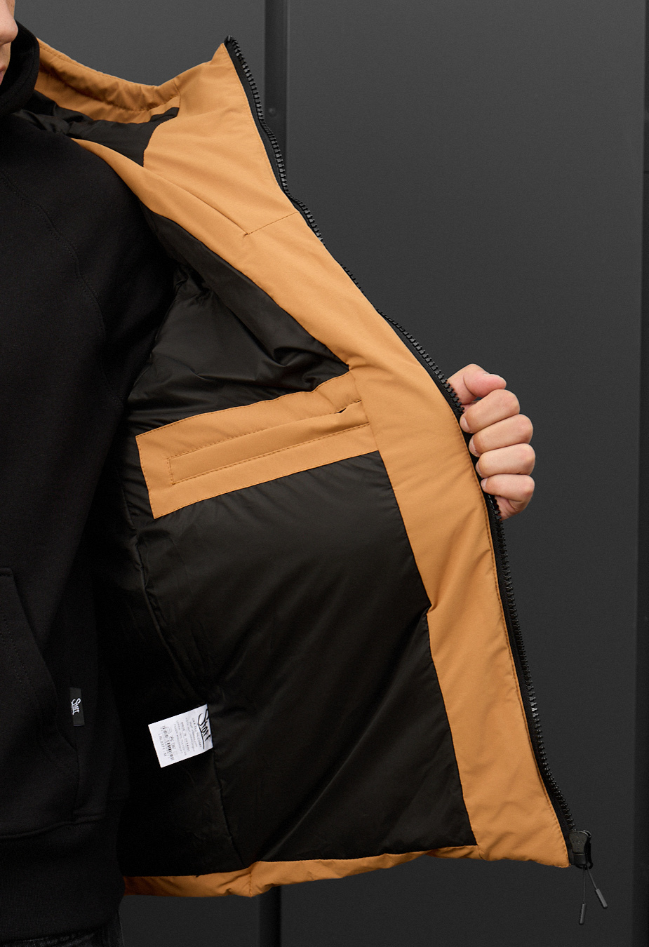 Geacă de iarnă Staff tund light brown & black