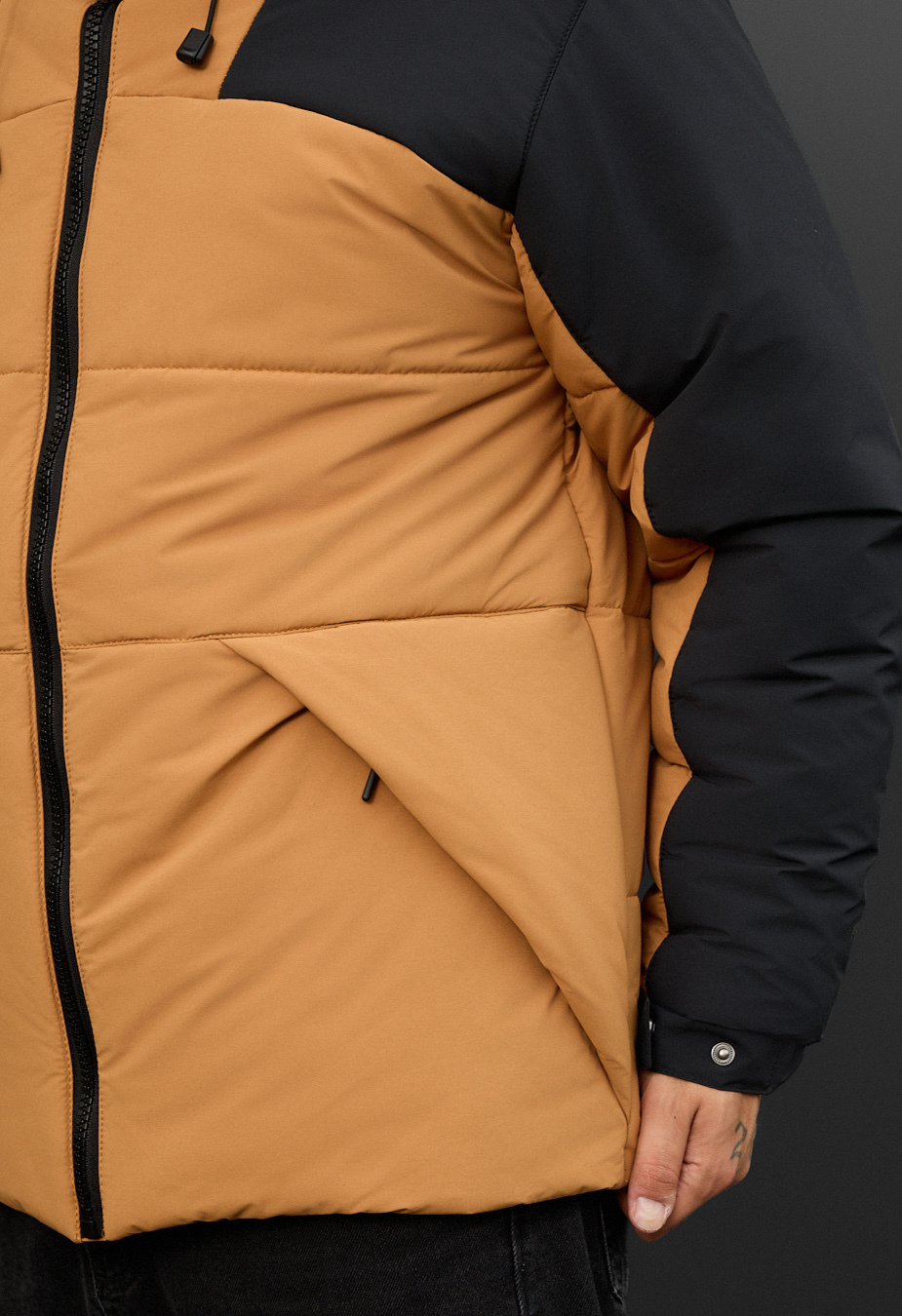 Geacă de iarnă Staff tund light brown & black