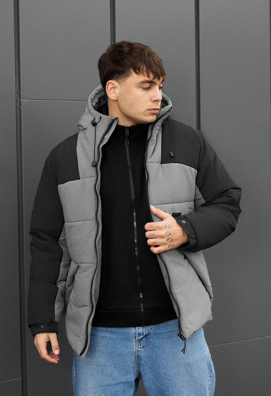 Geacă de iarnă Staff tund gray & black