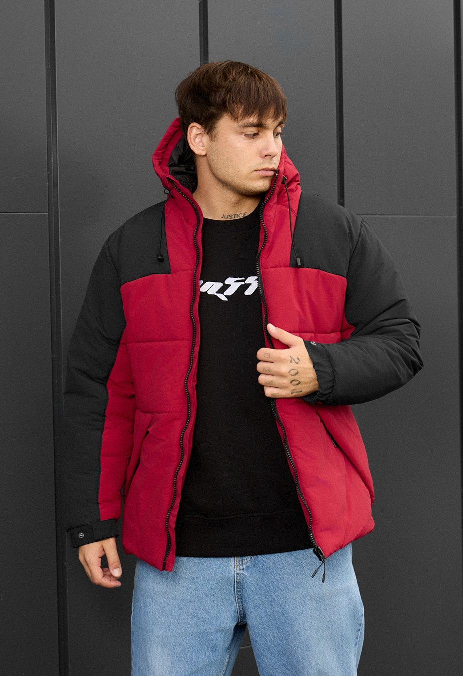 Geacă de iarnă Staff tund red & black