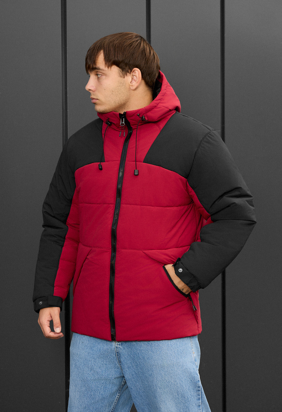 Geacă de iarnă Staff tund red & black