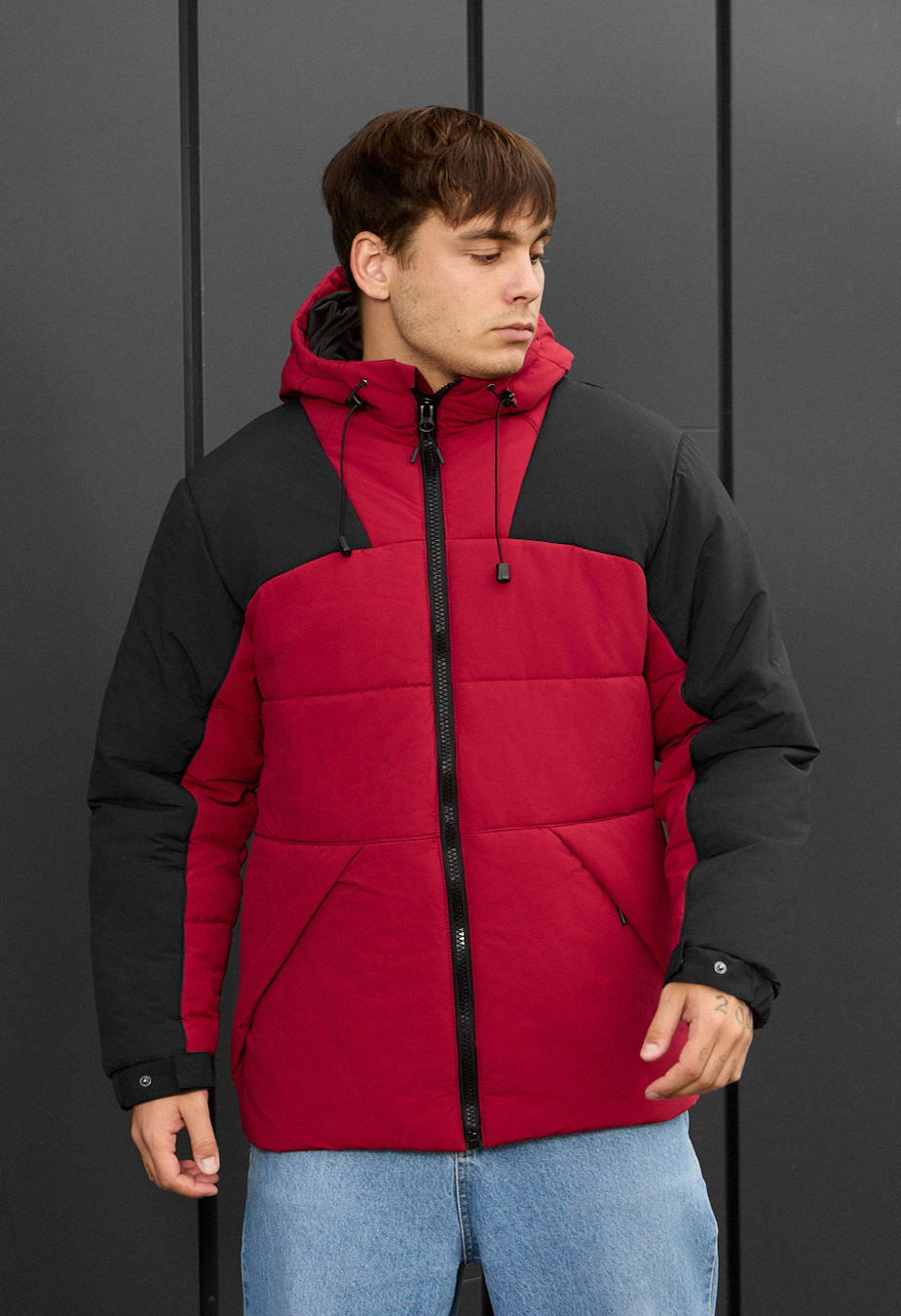 Geacă de iarnă Staff tund red & black