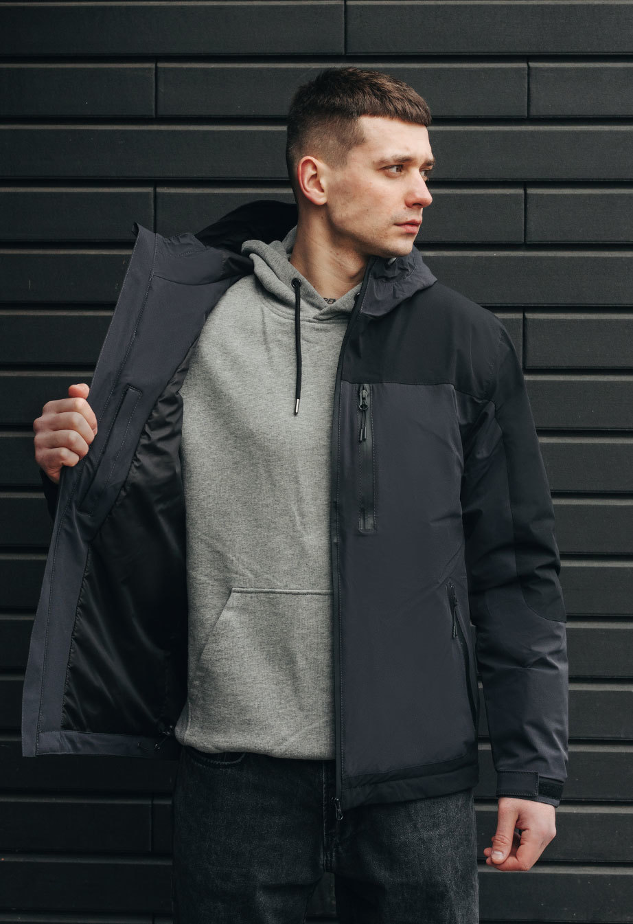 Geacă Staff geo black & gray