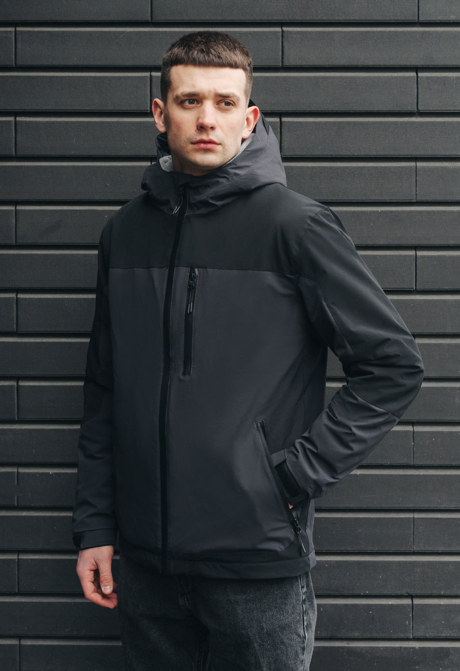 Geacă Staff geo black & gray