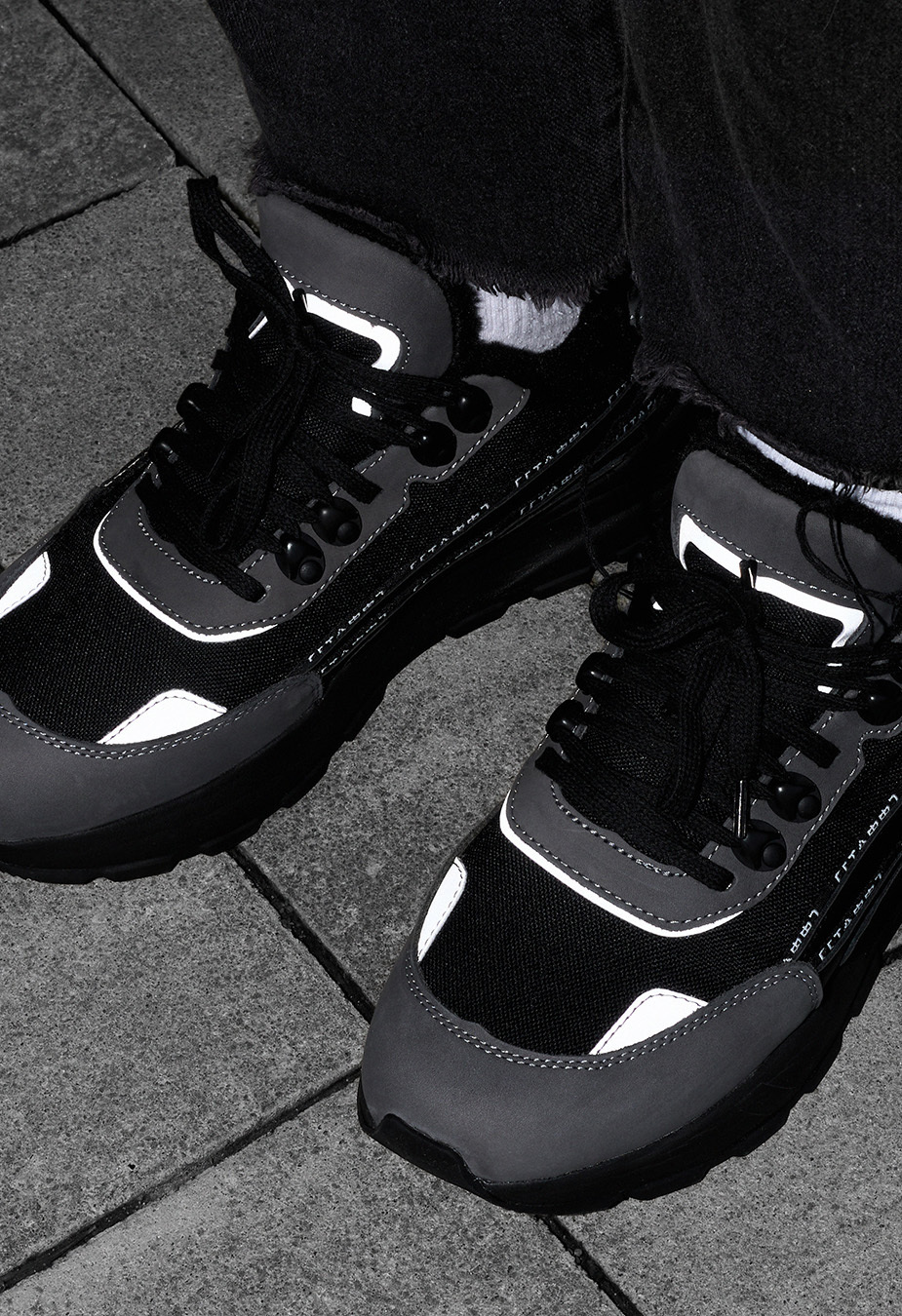 Adidași de iarnă Staff black & gray reflective (blană)