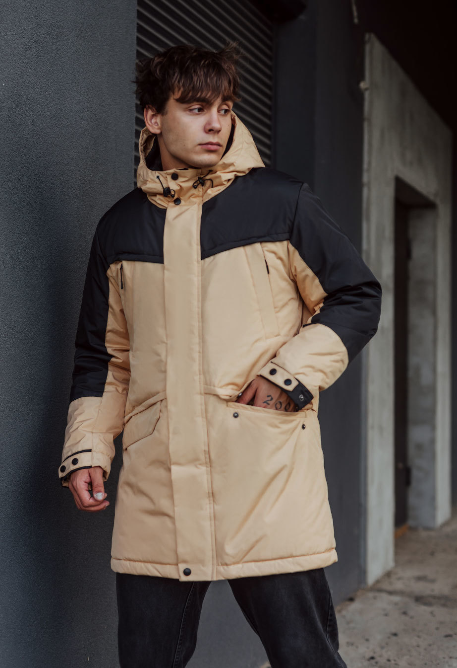 Parka de iarnă Staff sta beige & black